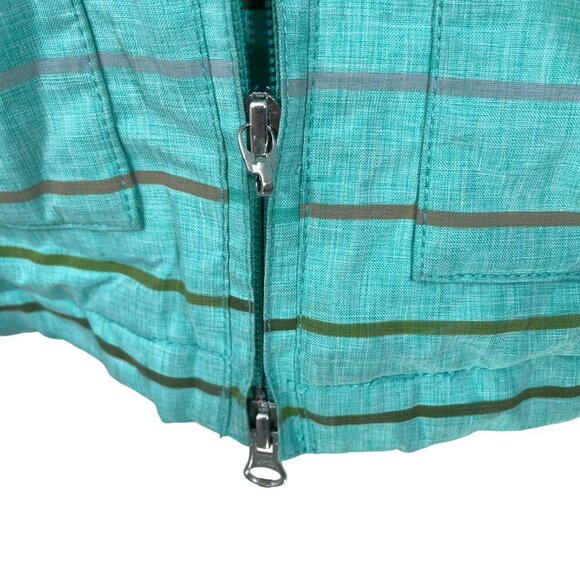 Foursquare Snowboard‎ Women's Size S Hooded Jacket Mint Green Blue Striped - Picture 6 of 9